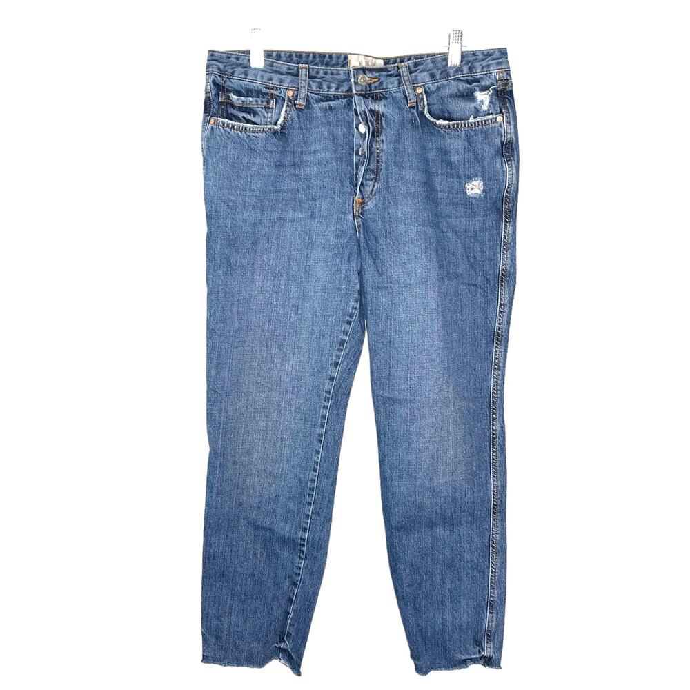 We The Free Button Fly Jeans Raw Hem Cropped Waist 30